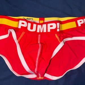 PUMP! Red and Yellow Gay Male Mesh Briefs